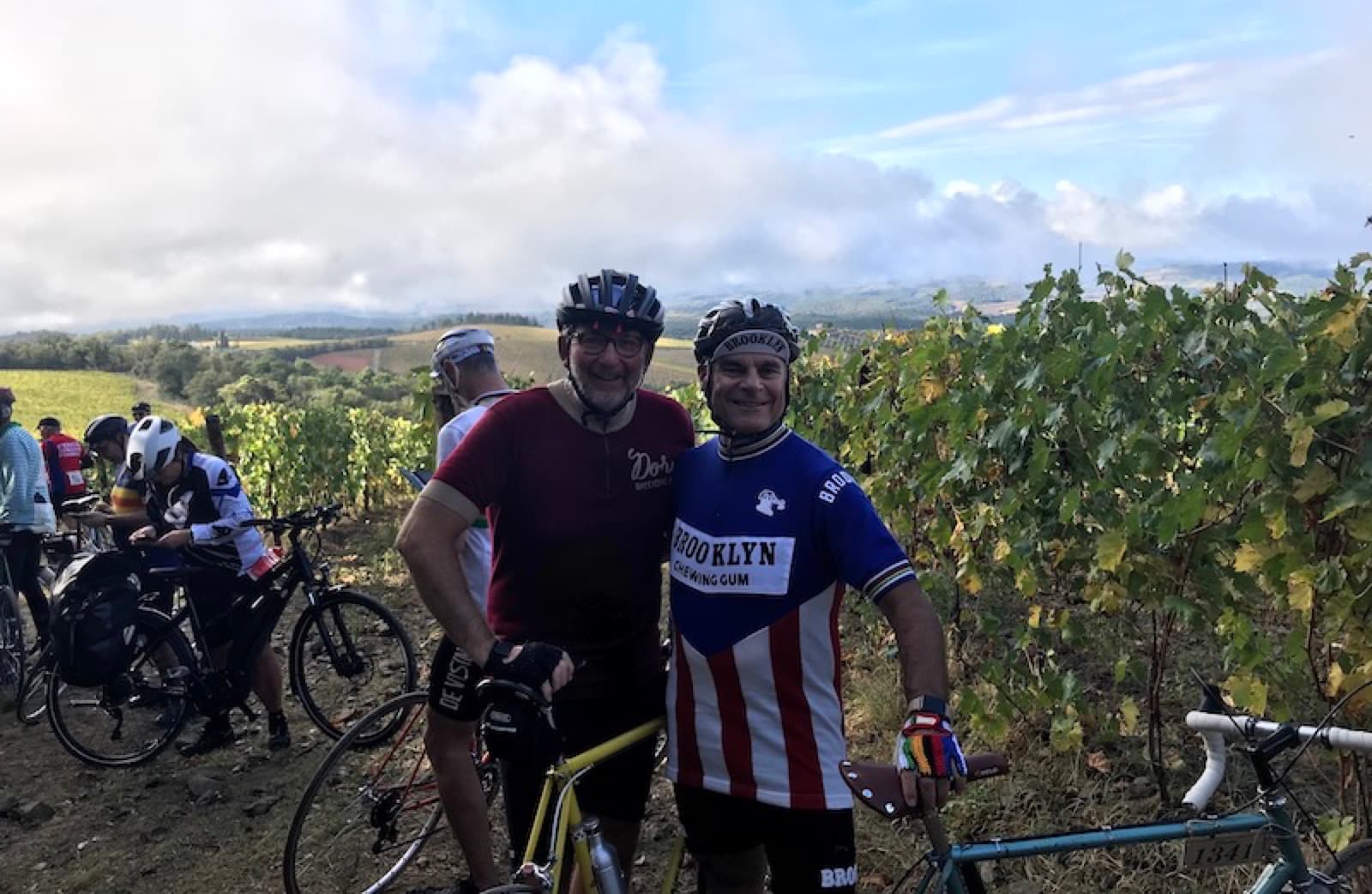 Riders in vintage clothing at L'Eroica