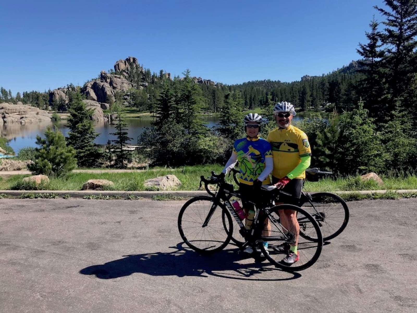 Cycling past Sylvan Lake on the Needle Highway