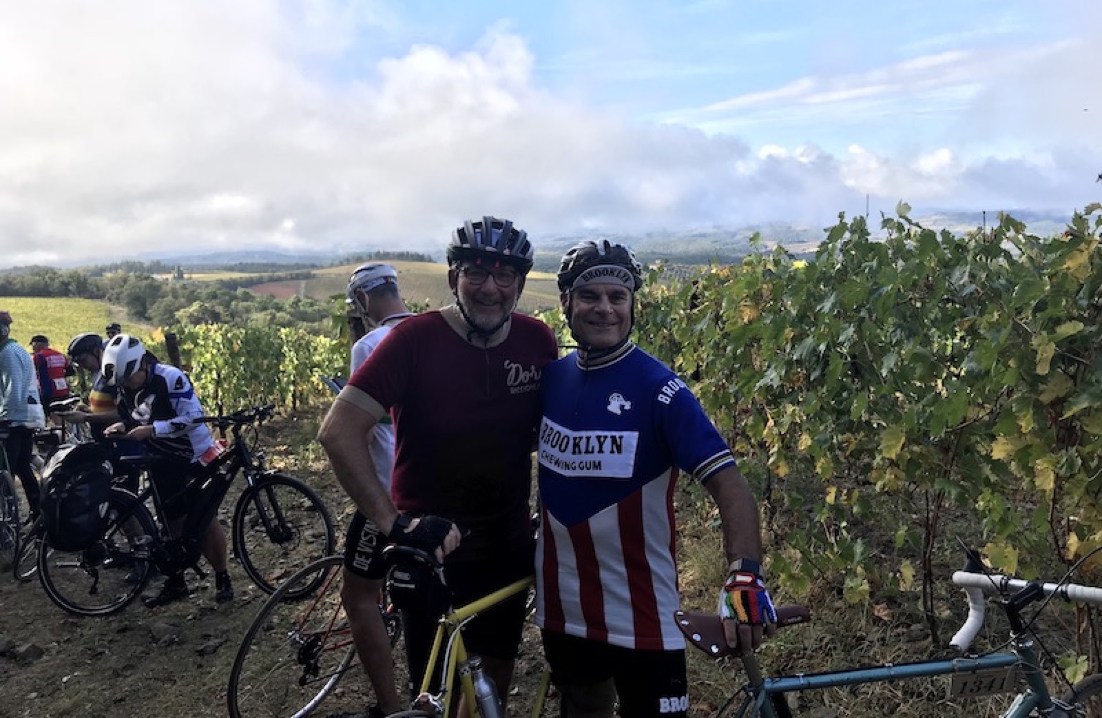 Riders in vintage clothing at L'Eroica
